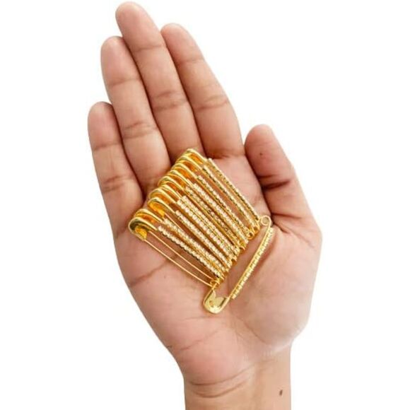 Golden Colour Diamond Designer‎ Safety Pin (3960) - Picture 3 of 7